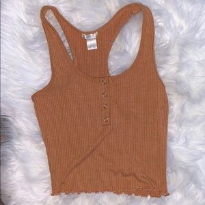 orange button tank top